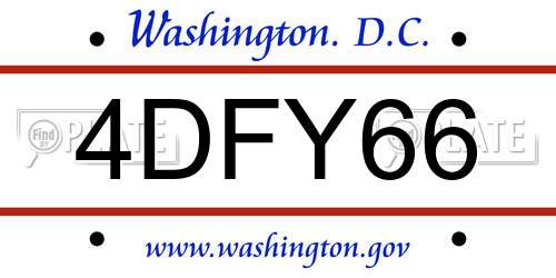 4DFY66 District Of Columbia License Plate