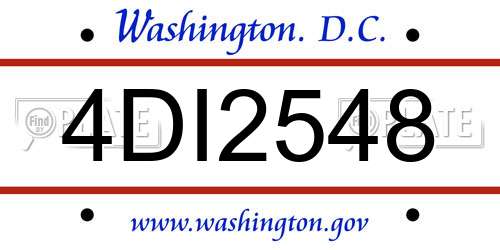 4DI2548 District Of Columbia License Plate