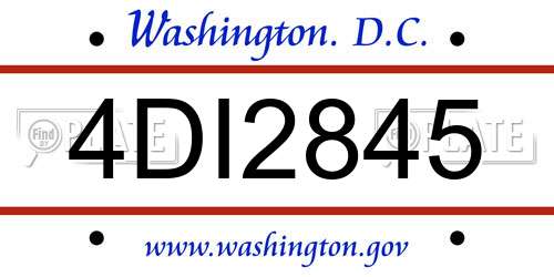 4DI2845 District Of Columbia License Plate