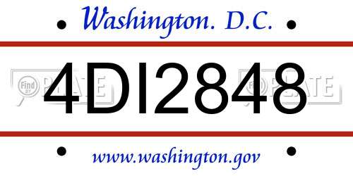 4DI2848 District Of Columbia License Plate