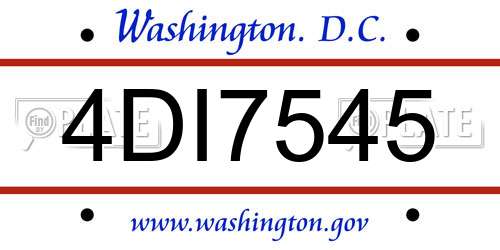 4DI7545 District Of Columbia License Plate