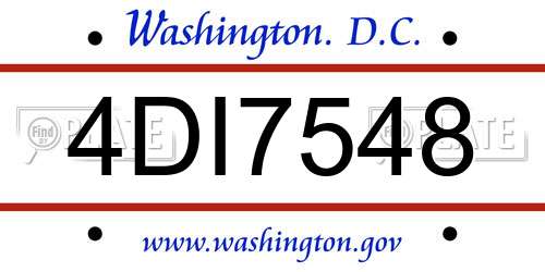 4DI7548 District Of Columbia License Plate