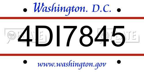 4DI7845 District Of Columbia License Plate