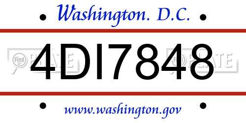 4DI7848 District Of Columbia License Plate