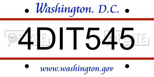 4DIT545 District Of Columbia License Plate