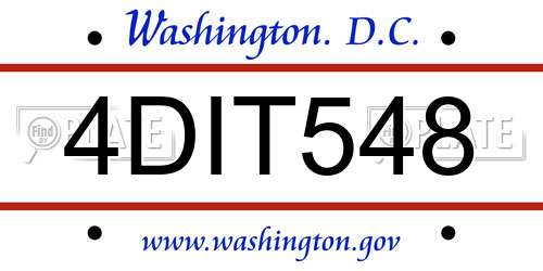 4DIT548 District Of Columbia License Plate