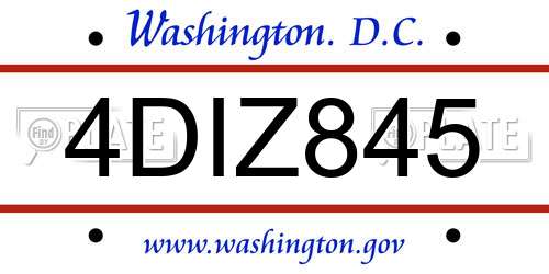 4DIZ845 District Of Columbia License Plate