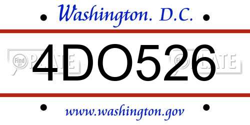 4DO526 District Of Columbia License Plate