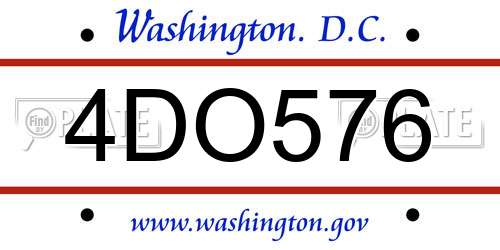 4DO576 District Of Columbia License Plate