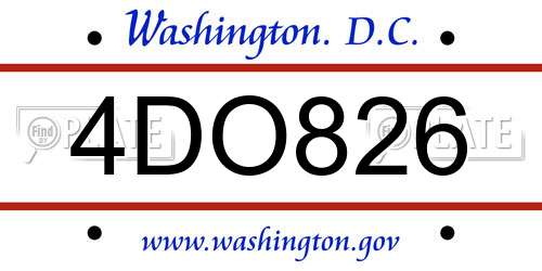 4DO826 District Of Columbia License Plate