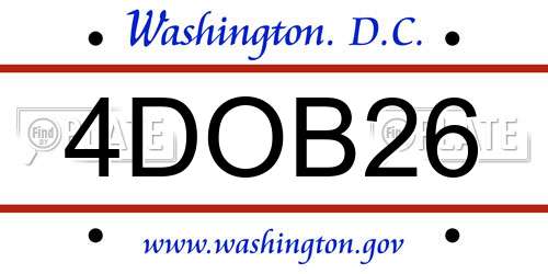4DOB26 District Of Columbia License Plate