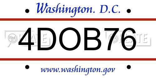 4DOB76 District Of Columbia License Plate