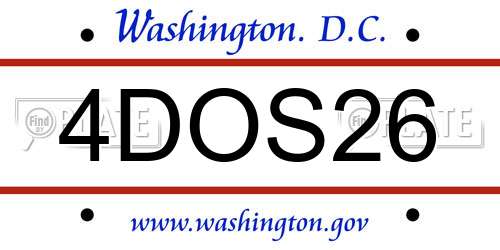4DOS26 District Of Columbia License Plate