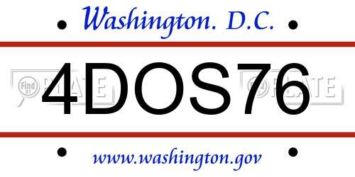 4DOS76 District Of Columbia License Plate
