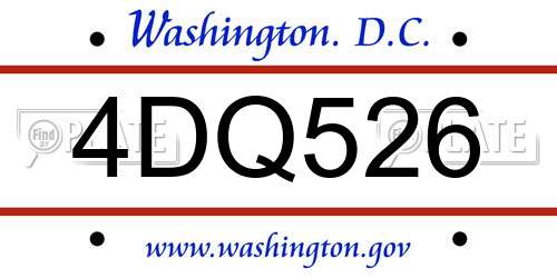 4DQ526 District Of Columbia License Plate