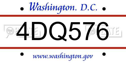 4DQ576 District Of Columbia License Plate