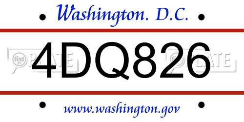4DQ826 District Of Columbia License Plate