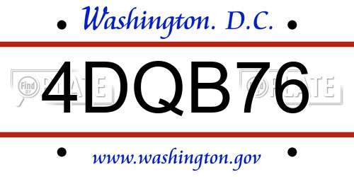 4DQB76 District Of Columbia License Plate