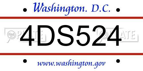 4DS524 District Of Columbia License Plate