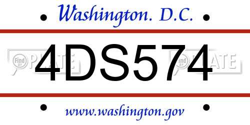 4DS574 District Of Columbia License Plate