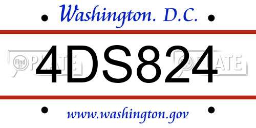 4DS824 District Of Columbia License Plate
