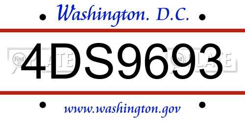 4DS9693 District Of Columbia License Plate