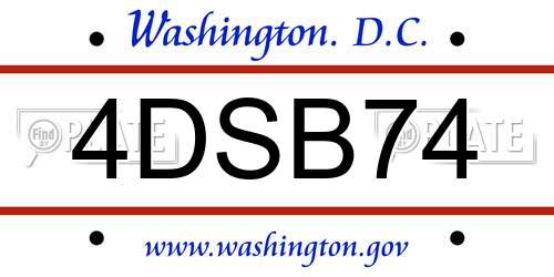 4DSB74 District Of Columbia License Plate