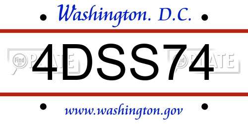 4DSS74 District Of Columbia License Plate