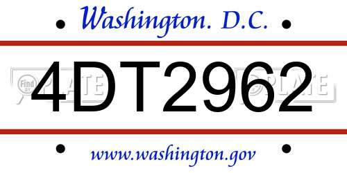 4DT2962 District Of Columbia License Plate