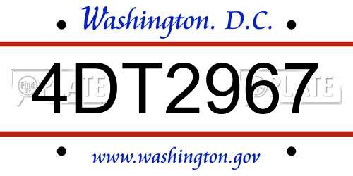 4DT2967 District Of Columbia License Plate