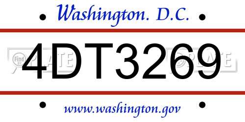 4DT3269 District Of Columbia License Plate