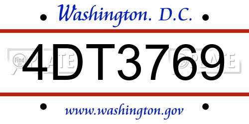 4DT3769 District Of Columbia License Plate