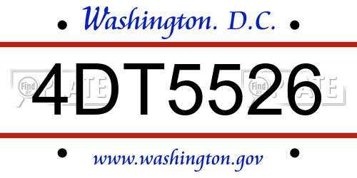 4DT5526 District Of Columbia License Plate