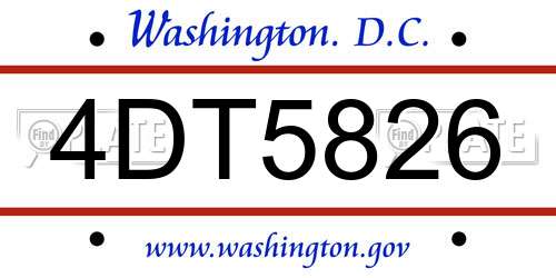 4DT5826 District Of Columbia License Plate