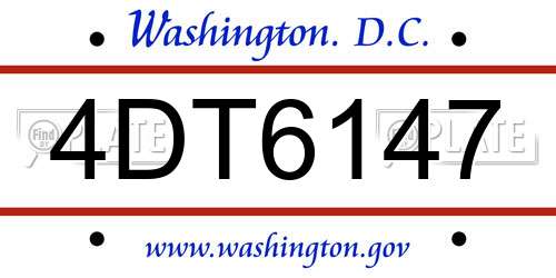 4DT6147 District Of Columbia License Plate
