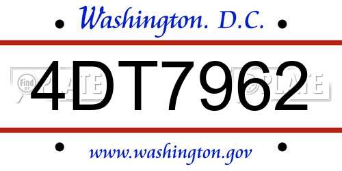 4DT7962 District Of Columbia License Plate