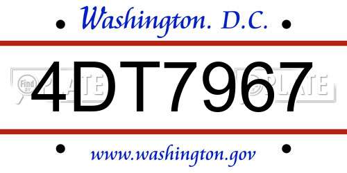 4DT7967 District Of Columbia License Plate