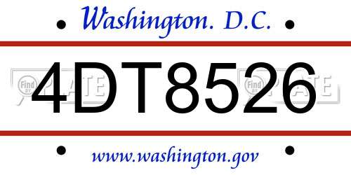 4DT8526 District Of Columbia License Plate