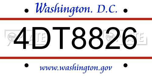 4DT8826 District Of Columbia License Plate