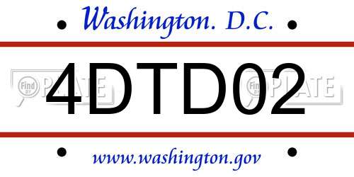 4DTD02 District Of Columbia License Plate