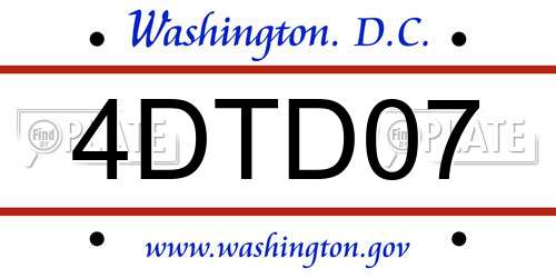 4DTD07 District Of Columbia License Plate