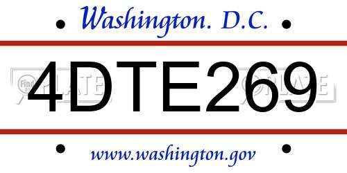 4DTE269 District Of Columbia License Plate