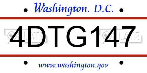 4DTG147 District Of Columbia License Plate
