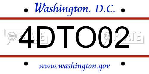 4DTO02 District Of Columbia License Plate