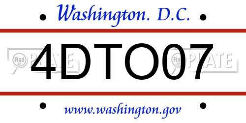 4DTO07 District Of Columbia License Plate