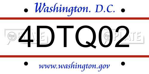 4DTQ02 District Of Columbia License Plate