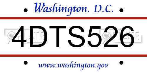 4DTS526 District Of Columbia License Plate