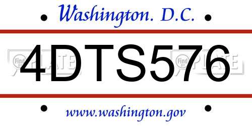 4DTS576 District Of Columbia License Plate