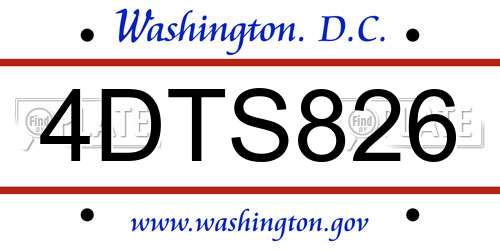 4DTS826 District Of Columbia License Plate