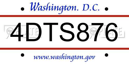 4DTS876 District Of Columbia License Plate